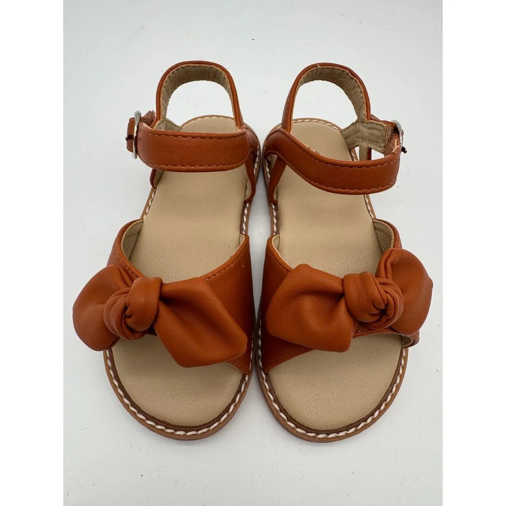 Girls‎ Sandals US 8 Brown Bow Strap Dress Casual Toddler Shoes